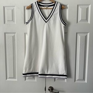 Entro Country Club Sleeveless White Dress with Blue Trim, Size Large